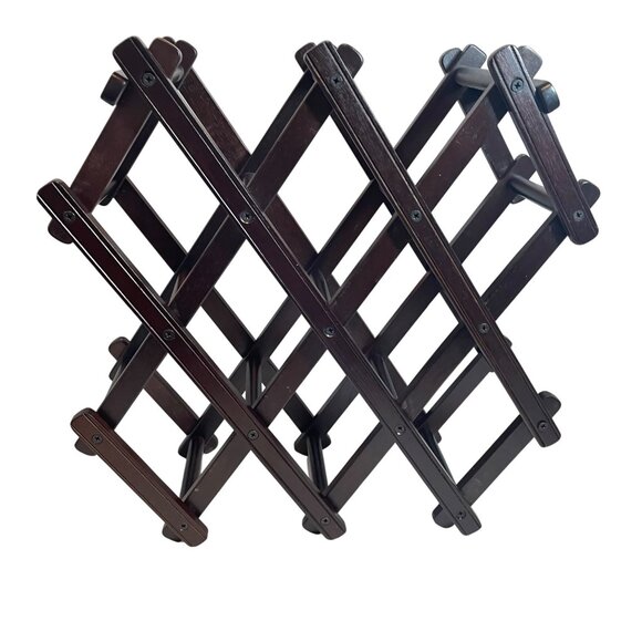 Vintage Expandable Wooden Magazine Rack / Organizer In Dark Wood Finish - Picture 2 of 11